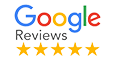 A google review logo with five stars.